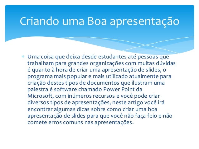 Como montar slides para apresentação de artigo Como montar slides para apresentação de artigo