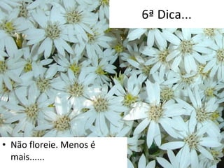 6ª Dica... Não floreie. Menos é mais...... 