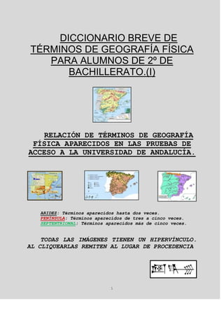 DICCIONARIO BREVE DE TÉRMINOS DE GEOGRAFÍA FÍSICA PARA ALUMNOS DE 2º DE BACHILLERATO.(I)<br />center3810<br />RELACIÓN DE ...