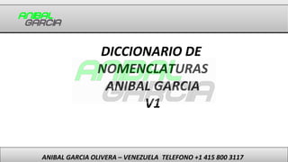 ANIBAL GARCIA OLIVERA – VENEZUELA TELEFONO +1 415 800 3117
DICCIONARIO DE
NOMENCLATURAS
ANIBAL GARCIA
V1
 