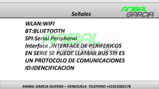 Señales
ANIBAL GARCIA OLIVERA – VENEZUELA TELEFONO +51912302178
WLAN:WIFI
BT:BLUETOOTH
SPI:Serial Peripheral
Interface ,IN...