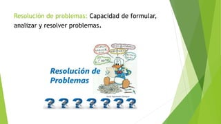 Resolución de problemas: Capacidad de formular,
analizar y resolver problemas.
 