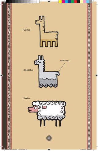 59
Qarwa
Allpachu
Uwija
Wich’inkha
diccionario_aymara_145_230.indd 59 14-01-2019 13:13:50
 