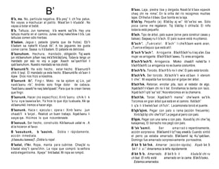 B’                                    B’aax. Laja, piedra lisa y delgada. Naab’al b’aax xqaxok
                                                                 chaq chi re nima’. En la orilla del río recogimos muchas
                                                                 lajas. Ch’ us li b’
                                                                            ina’        aax. Que bonita es la laja.
B’a, ma. No, partícula negativa. B’a yeq’ li ch ’ina patux.
No vayas a machucar al patito. Maat’an li k’uula’al . No         B’ab’ay. Pequeño (a). B’ab’ay aj wi’ tib’xe’xsi we. Sólo
vayas a botar el bebé.                                           poca carne me regalaron. Toj b’ ay li ch’    ab’             ina’al. El niño
B’a. Taltuza. Jun kamenaq b’a wank sa’b’e. Hay una               todavía está pequeño.
taltuza muerta en el camino. Junes ichaj nake’xlow li b’ Las
                                                        a.       B’ach. Tipo de árbol, palo suave (sirve para construir casas y
taltuzas comen sólo hierbas.                                     balsas). Saqsaq ru li b’ach. El palo suave está muy blanco.
B’aalam. Jagua r, pataxte (planta que da frutos). Eb’li          B ’a c h ’. ¡ T u é r c e l o ! . B ’a c h ’ l i che’k’aam wank aran.
b’aalam sa nake’ril k’uxuk tib’. A los jaguares les gusta
                                                                 ¡Tuerce el bejuco que está allí!.
comer carne. Saasa ru li b’aalam. El pataxte es delicioso.
B’aanuhom. Hechura, m a nd a d o , obligación. Toj wank          B ’ach ’b ’ach ’. A r r o g a n t e . B’     ach’b’  ach’ru li ixq a’an. Esa
jun inb’aanuhom jo’kan naq ink’a’tinb’atz’
                                         unq. Todavía tengo un   mujer es arrogante. B’ach’b’         ach’aawu. Tú eres arrogante.
mandado por eso no voy a jugar. Xsach sa’qach’ool li             B’ach’b’ach’il. Arrogancia. Moko chaab’ na’                   il    leb’ta li
qab’aanuhom. Nuestro mandado se nos olvidó.                      b’ ach’b’ il. La arrogancia no es buena costumbre.
                                                                          ach’
B’aanunb’il. Ha sido hecho, estar hecho. B’aanunb’il             B’ach’b’o. Torcido. B’ach’b’o rix li che’. El palo está torcido.
chik li taql. El mandado ya esta hecho. B’ aanunb’ xb’aan li
                                                  ilo
Ajaw. Dios nos hizo a nosotros.                                  B’ach’e’k. Ser torcido. Xb’ach’e’li wix xb’aan li xtenom
B’aanunk ib’. Fingi r. Moko ra ta xjolom aj Lix, yal             li che’. M i espalda fue torcida por el golpe del árbol.
naxb’aanu rib’. Andrés solo finge dolor de cabeza.               B’ach’ink. Retorcer, enrollar pita, lazo al rededor de algo.
Taab’aanu aawib’re naq tate’ xpaab’. Para que te crean tienes    Xqab’ i li k’
                                                                        ach’ aam chi rix li tixl. Enrollamos la danta con lazo.
que fingir.                                                      Xqab’ach’i qib’sa’isb’. Nos retorcimos en la chamarra.
B’aanunk. Hacer (no específico) . X i n b ’a a n u ch ik li k    B’ach’ok. Torcer. Xqab’ach’li mama’ che’wank sa’b’e.
’a ru x y e laawixa’an. Ya hice lo que dijo tu abuela. Xik qe    Torcimos en gran árbol que está en el camino. Xxb’               ach’
xb’aanunkil. Iremos a hacer algo.                                li q’a li b’eeleb’aal ch’iich’. La camioneta torció el puente.
B’aanunk. H ac e r, ejecuta r, opera r. Xinb ’aanu jun           B’ajb’ajink. Pegar con palo o rama (acción frecuente).
chaab’il k ’anjel . Realicé un buen trabajo. Xqab’aanu li           Xinb’ajb’aji chi che’li tz’ . Le pegué al perro con palo.
                                                                                                   i’
xaye qe. Hicimos lo que n o s ordenaste.                         B’  ajok. Pegar con una rama o con palo. Xooxb’aj chi che’laj
B’aanuuk. Ser hecho, construido. Kib’
                                    aanuuk usilal re . A         kalajenaq. El borracho nos pegó con palo.
él le hicieron el favor.                                         B ’a k ’aamil.              Ser          a m a r r a d o repentinamente,
B ’aasukunk , b ’aasink. D o bl a r r á pi da m en t e ,         acción sorpresiva. B’ aamil li tz’
                                                                                             ak’            i’naq xreek’ Cuando sintió
                                                                                                                           a.
ac c ió n in mediata .                                           el perro ya estaba amarrado. B’               ak’aamil laj Ku’qab’      aan.
¡b’aasuku laawaq’ ¡Dobla tu ropa! .
                   !.                                            Domingo fue amarrado sorpresivamente por nosotros.
B’aatal, t’ikr. Ropa, manta p a r a cubrirse. Chaq’al ru         B’ak ’b ’ak’ink. Amarrar ( ac c i ó n rápida). Xqab ’ak ’b
b’aatal xloq’li qana’chin. La ropa que compró la señora          ’ak ’i li si ’. Amarramos la leña rápidamente.
está elegantísima. Xpeje’ linb’aatal. Mi ropa se rompió.         B’ak ’b ’o. Amarrado. B ’ak’b ’o li      k’uula’al chi ru
                                                                 ch’aat. El niño está  amarrado en la cama. B’ b’ooko.
                                                                                                              ak’
                                                                   Estamos amarrados.
 