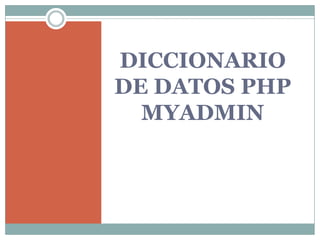DICCIONARIO DE DATOS PHP MYADMIN 
