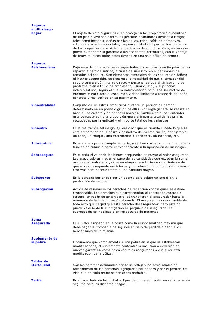 Diccionario de seguros