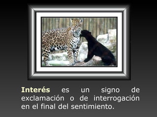 Interés   es un signo de exclamación o de interrogación en el final del sentimiento. 