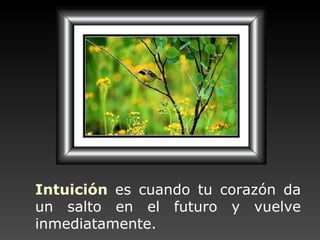 Intuición   es cuando tu corazón da un salto en el futuro y vuelve inmediatamente. 