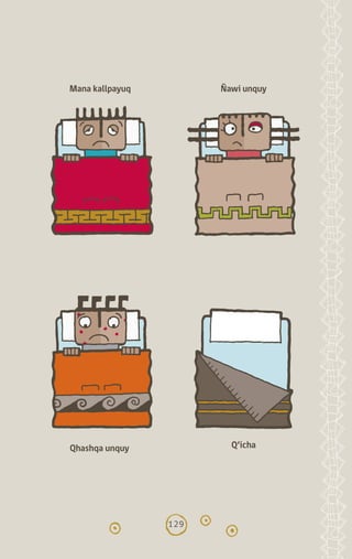 129
Mana kallpayuq Ñawi unquy
Qhashqa unquy Q’icha
diccionario_quechua_145_230.indd 129 14-01-2019 17:12:57
 