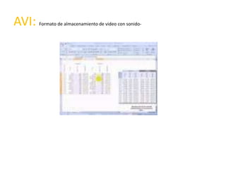 AVI:   Formato de almacenamiento de video con sonido-
 