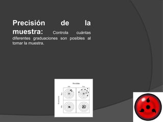 Precisión               de          la
muestra:             Controla  cuántas
diferentes graduaciones son posibles al
tomar la muestra.
 