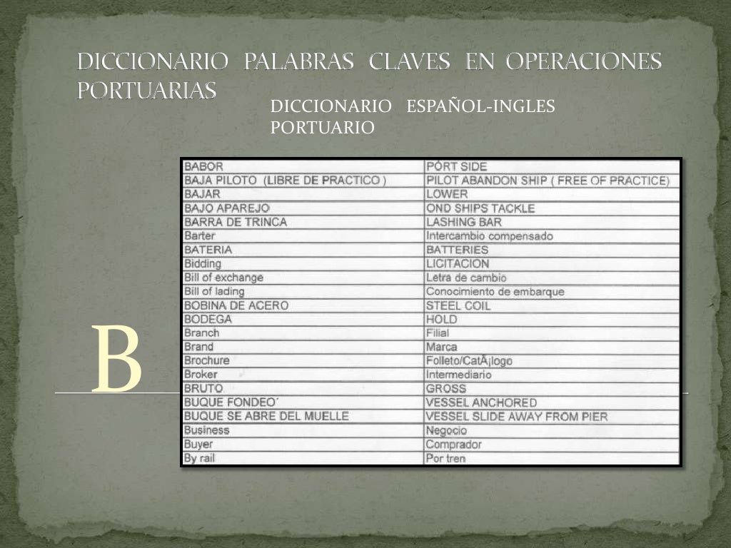Diccionario palabras claves en operaciones portuarias