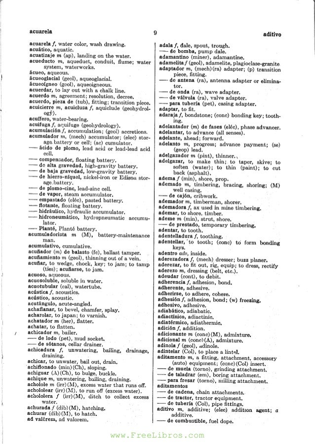 Diccionario Para Ingenieros Espanol Ingles