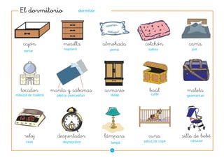 �������������                      dormitor




    �����                 �������               ��������   �������             ����
                          noptieră                pernă       saltea            pat
     sertar




   �������          ���������������             �������       ����            ������
măsuţă de toaletă     pled şi cearceafuri         dulap        cufăr          geamantan




     �����            �����������               �������       ����          �������������
      ceas                deşteptător                      pătuţ de copil      cărucior
                                                  lampă

                                                  ��
 