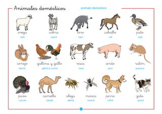�������������������                     animale domestice




 �����            �����               ����             �������      ����
  oaie             capră              taur                   cal     raţă




 ������   ���������������             ����              �����       �����
 iepure     găină şi cocoş             vacă                 porc    şoarece




 ����        �������         �����            �����     �����       ����
 curcan        cămilă        albină           muscă         câine    pisică


                                        ��
 