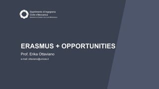 ERASMUS + OPPORTUNITIES
Prof. Erika Ottaviano
e-mail: ottaviano@unicas.it
 