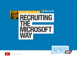 RECRUITING
THE
MICROSOFT
WAY
With Amy Miller, Recruiter at Microsoft
The Career Hub For Tech
 