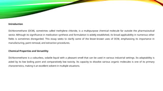 Dichloromethane Uses Across Chemical Manufacturing | PPTX