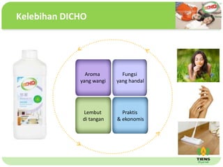 ˴༭ĸıʽ
ڶ

ļ
弶
Kelebihan DICHO
Aroma
yang wangi
Fungsi
yang handal
Lembut
di tangan
Praktis
& ekonomis
 