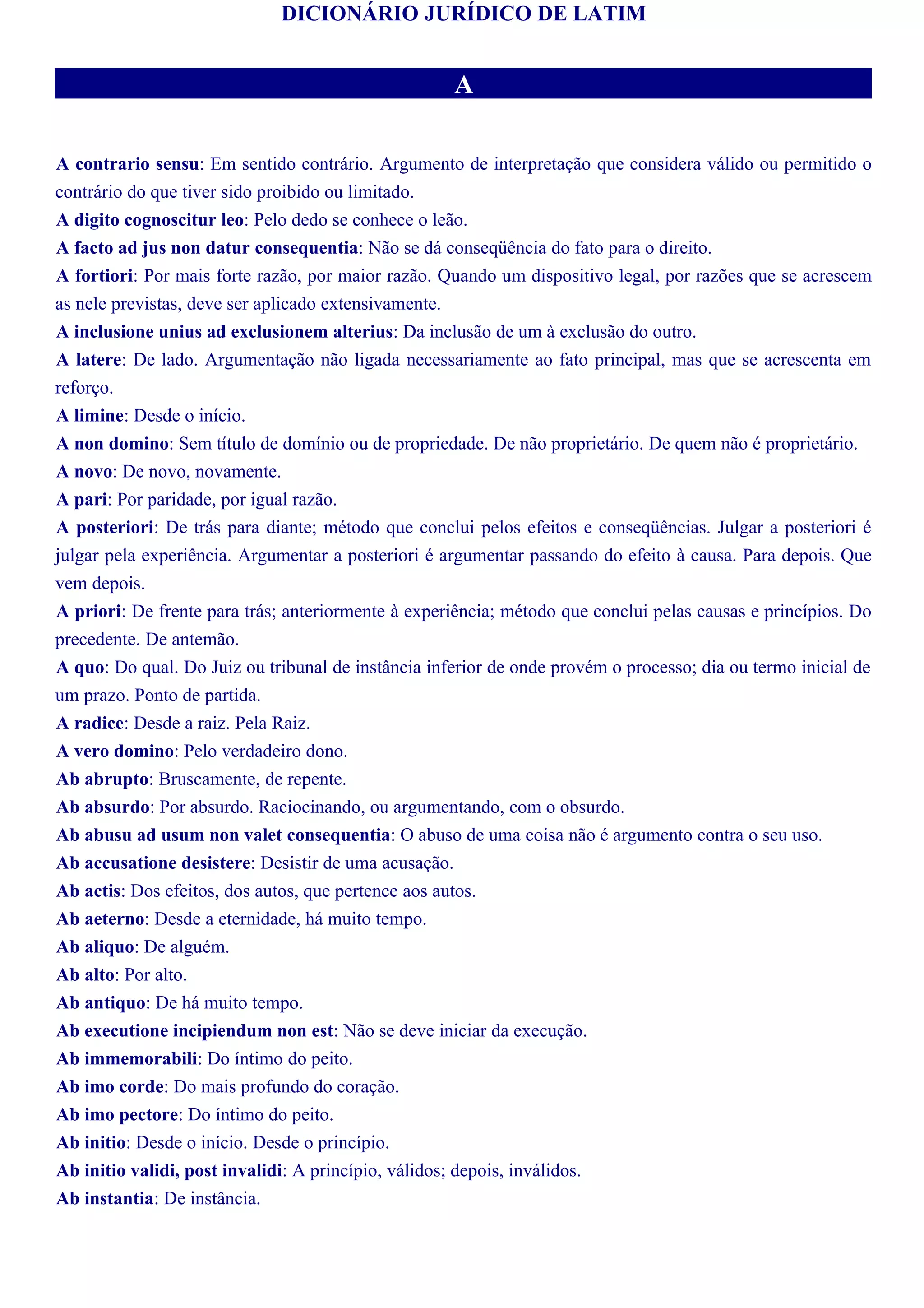Dicionario jurídico de latim | DOC