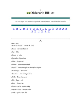 Dicionário biblico de significado de nomes | DOC
