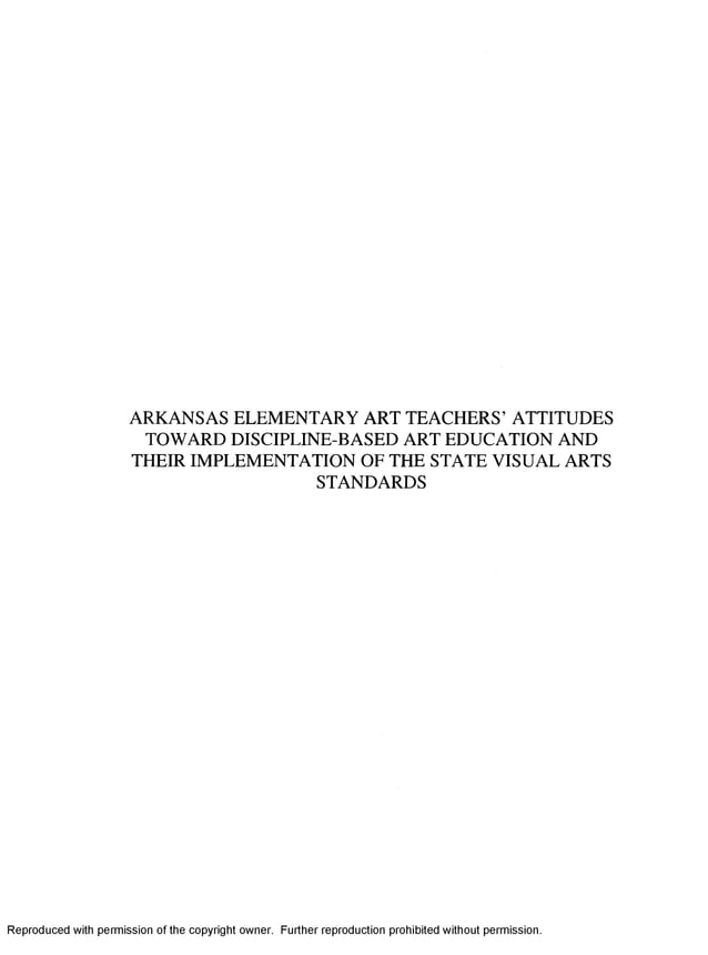 Arkansas elementary art teachers' attitudes toward disciplinebased art
