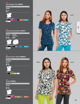 AOHABMDA
CABTQUBG
NEW
Quit Buggin’ Me (QUBG)
100% Cotton
85840C
XS-3XL
(26”)
Coordinating Colors
Black
BLWZ
Hot Pink
HPKZ
Navy
NVWZ
Pumpkin
PUMZ
Turquoise
TQWZ
White
WHWZ
NEW
Catching Butterflies (CABT)
100% Cotton
84754C*
XS-3XL
(27 1/2”)
84300C
Turquoise Cuffs
XS-3XL
(28”)
Coordinating Colors
Black
BLWZ
Navy
NVWZ
Pewter
PTWZ
Royal
ROWZ
Turquoise
TQWZ
White
WHWZ
*Featured
NEW
Aloha (AOHA)
100% Cotton
84754C
XS-3XL
(27 1/2”)
Coordinating Colors
Black
BLWZ
Hot Pink
HPKZ
Lime Punch
LIPZ
Pewter
PTWZ
Pumpkin
PUMZ
White
WHWZ
NEW
Bloomy Days Ahead (BMDA)
100% Cotton
84724CB
Lime Punch
Contrast
XS-3XL
(26 1/2”)
Coordinating Colors
Black
BLWZ
Lime Punch
LIPZ
White
WHWZ
19
EDS
 