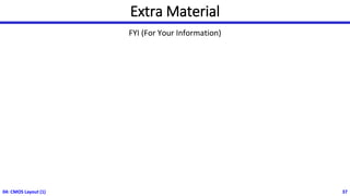 Extra Material
FYI (For Your Information)
04: CMOS Layout (1) 37
 