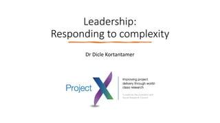Leadership:
Responding to complexity
Dr Dicle Kortantamer
 