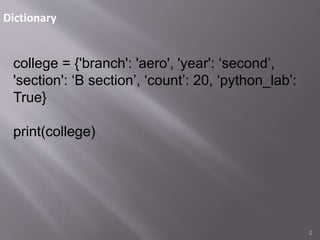 Dictionaries in python | PPT