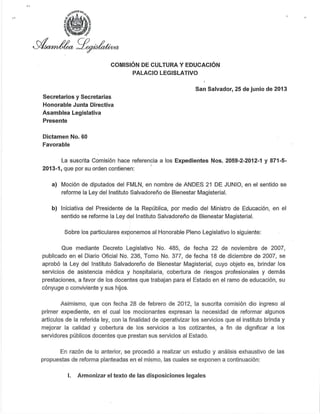 Reformas a la LEY DEL INSTITUTO DE BIENESTAR MAGISTERIAL