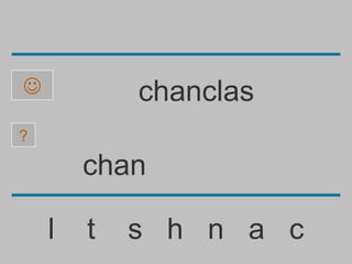            chanclas
?

        chan

    l   t   s h n a c
 