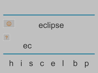           eclipse
?

      ec

    h i s c e l      b p
 