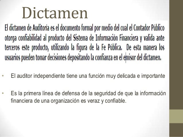 Dictamen de Auditoría Financiera