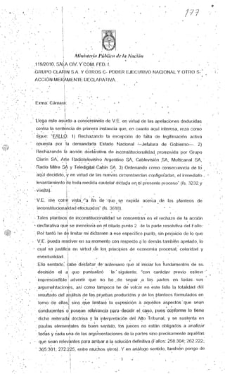 Ley de Medios: dictamen de constitucionalidad por parte del fiscal José María Medrano