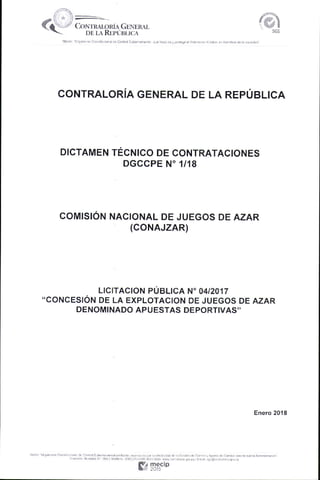 Dictamen de la Contraloría sobre las apuestas deportivas. 