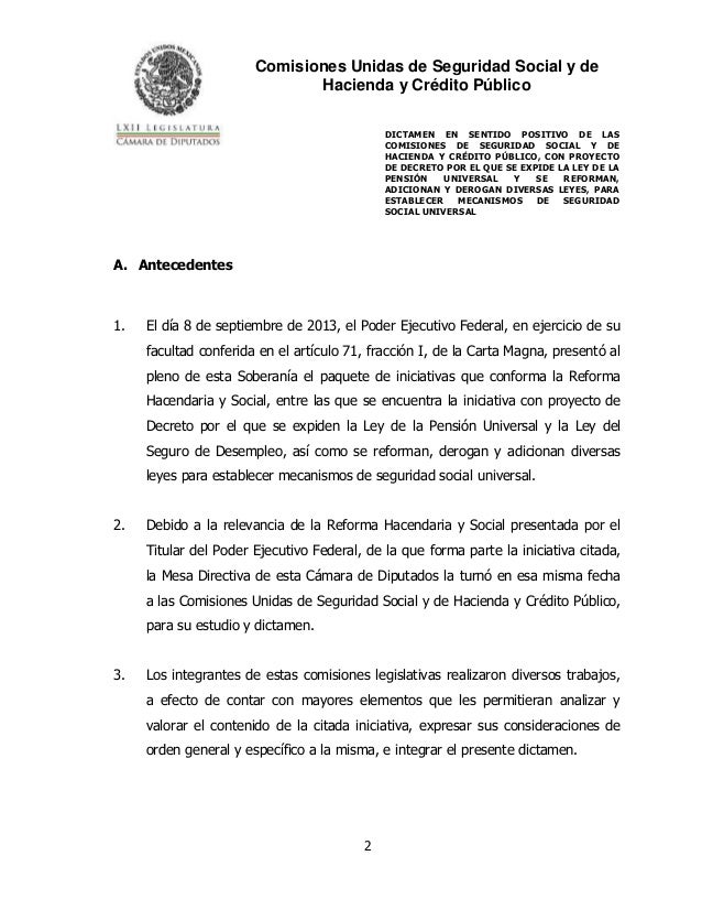 Dictamen Leyes Seguridad Social Universal