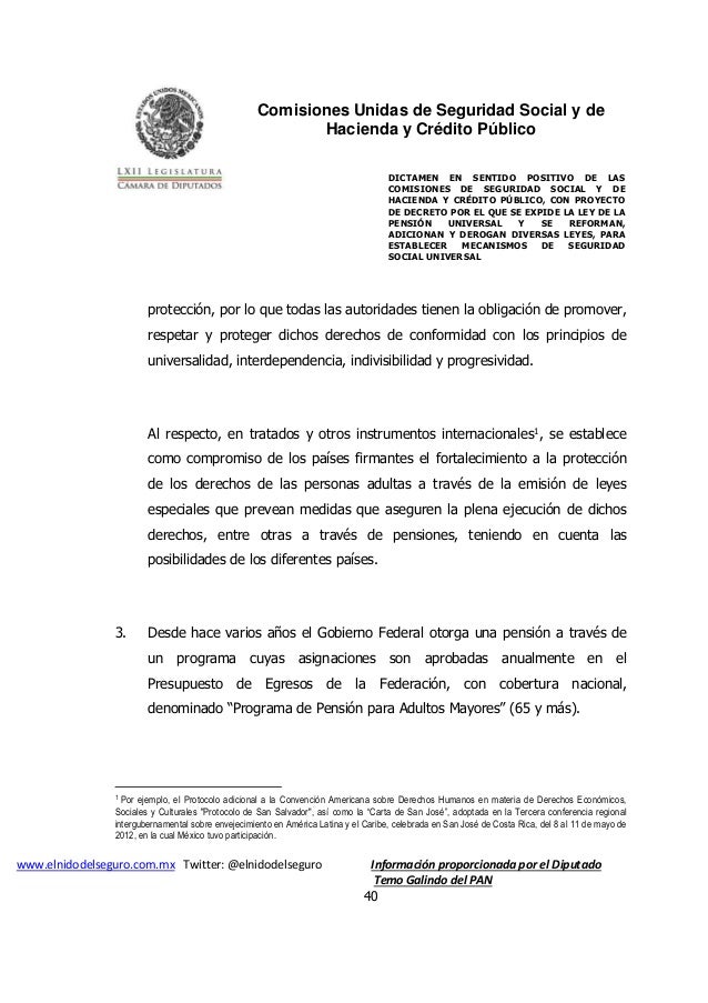 Dictamen seguro desempleo y pension universal actualizado 