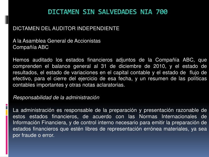 Dictamen sin salvedades equipo 2