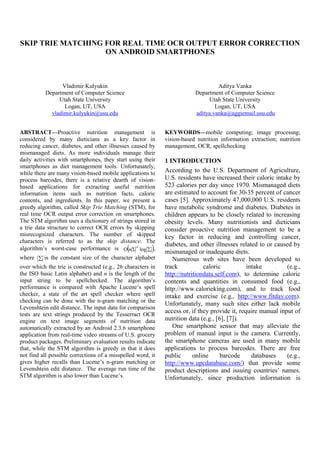 Skip Trie Matching for Real Time OCR Output Error Correction on Android ...