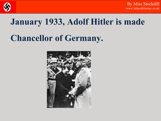 January 1933, Adolf Hitler is made Chancellor of Germany. By Miss Stockdill  www.SchoolHistory.co.uk 