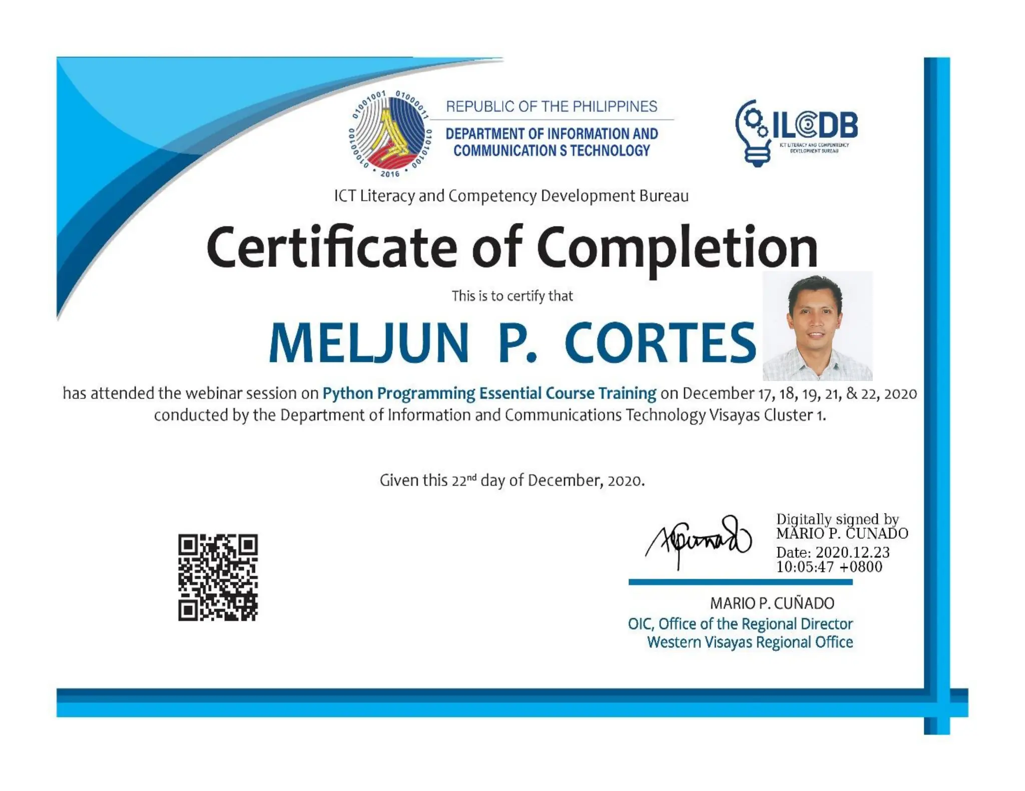 DICT CERTIFICATE COMPLETION PYTHON PROGRAMMING DEC 22 2020 | PDF