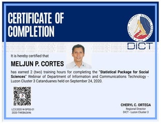 DICT CERTIFICATE COMPLETION Statistical Package Social Sciences | PDF