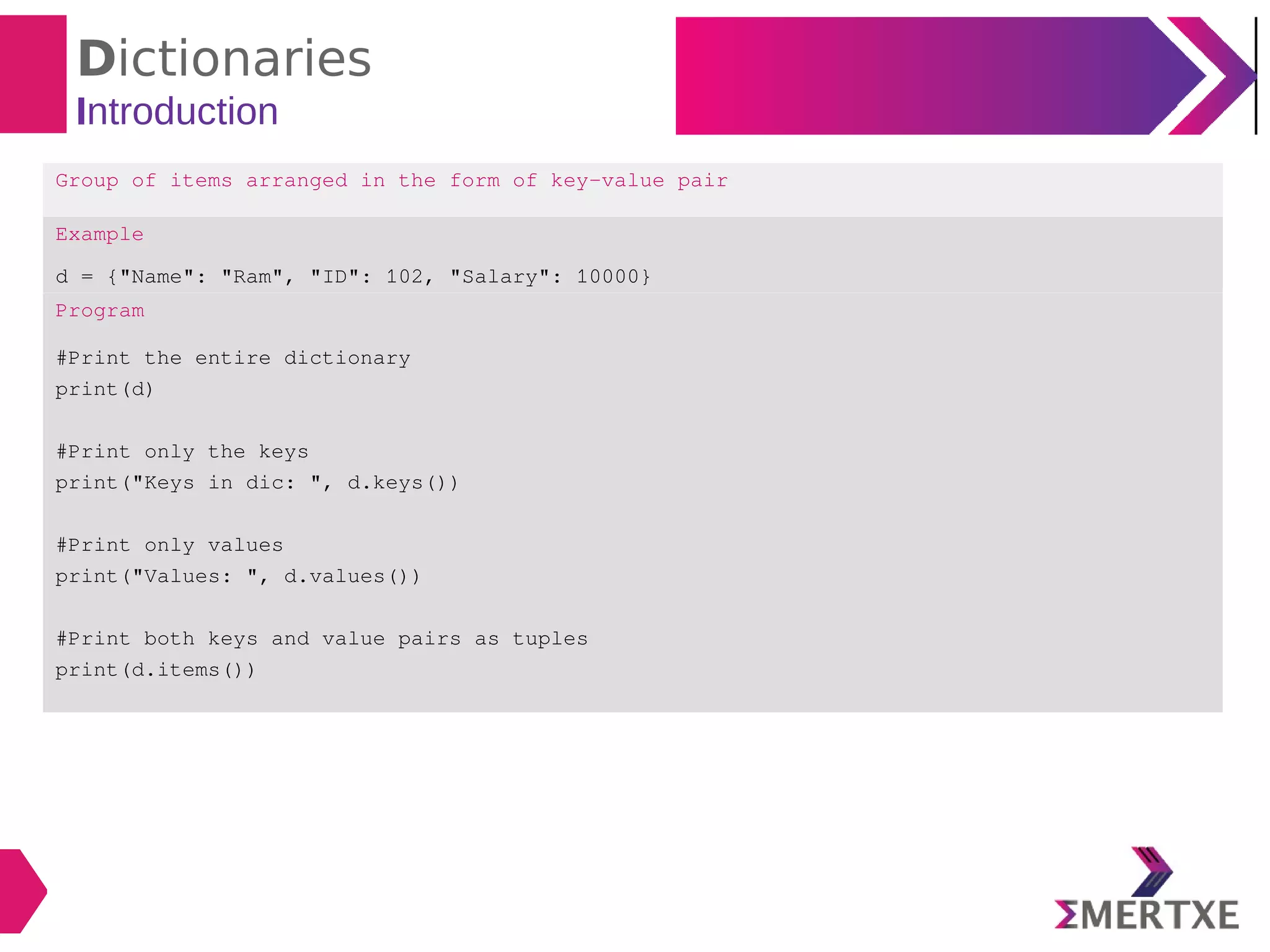 Python : Dictionaries | PDF