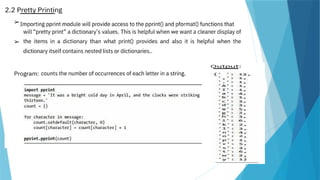 Dictionaries ppt in python programming language | PPTX