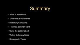 Dictionaries in python programming with examples | PPTX