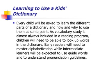 Dictionaries for children | PPT