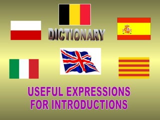 DICTIONARY USEFUL EXPRESSIONS FOR INTRODUCTIONS 