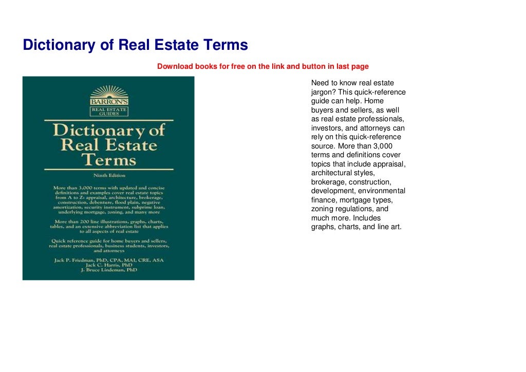 Dictionary of Real Estate Terms