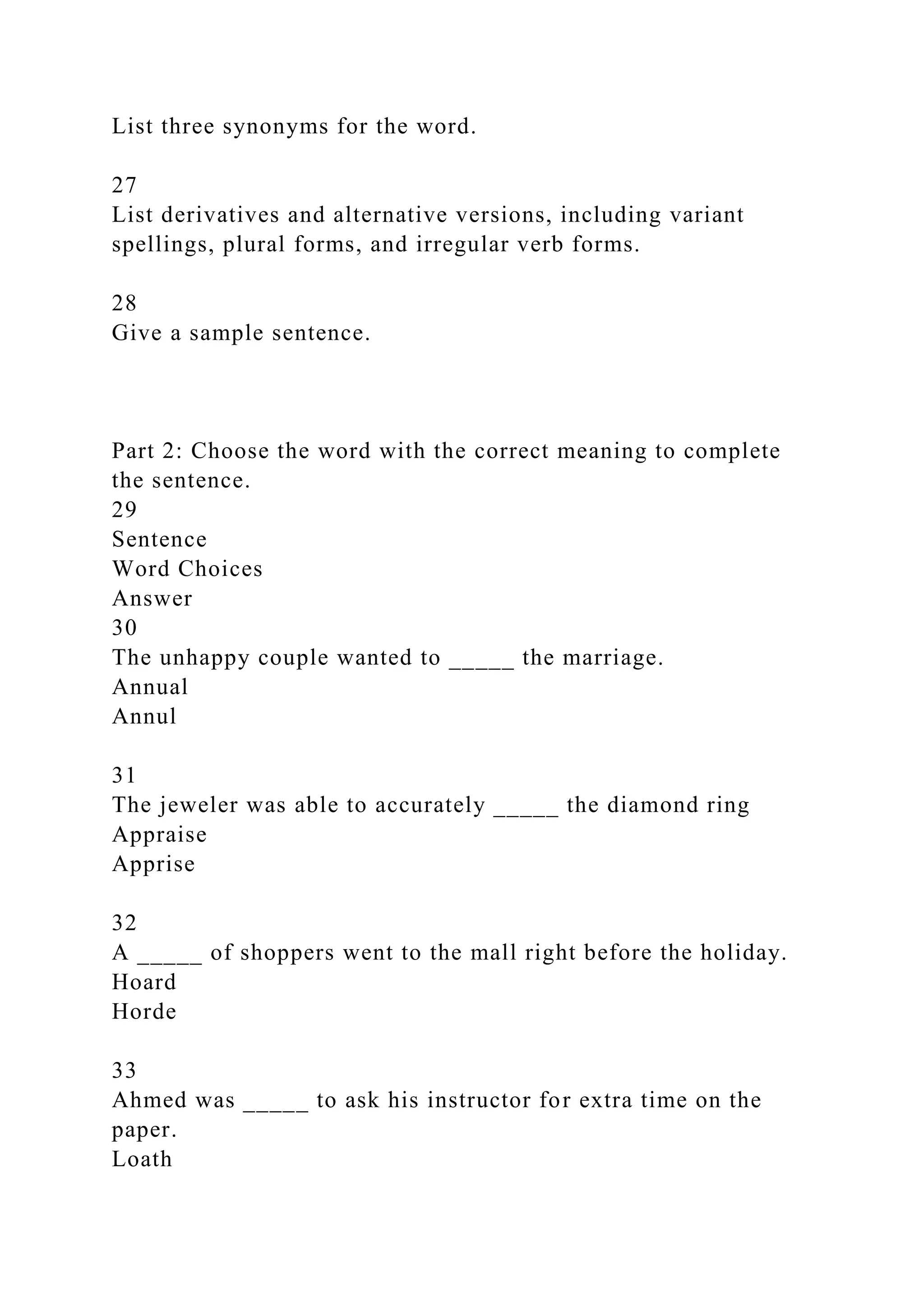 Dictionary and Thesaurus Use AssignmentPart 1 Look up each .docx
